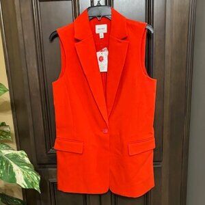 Nine West Single Button Cosmic Lava Sleeveless Fully Lined Vest